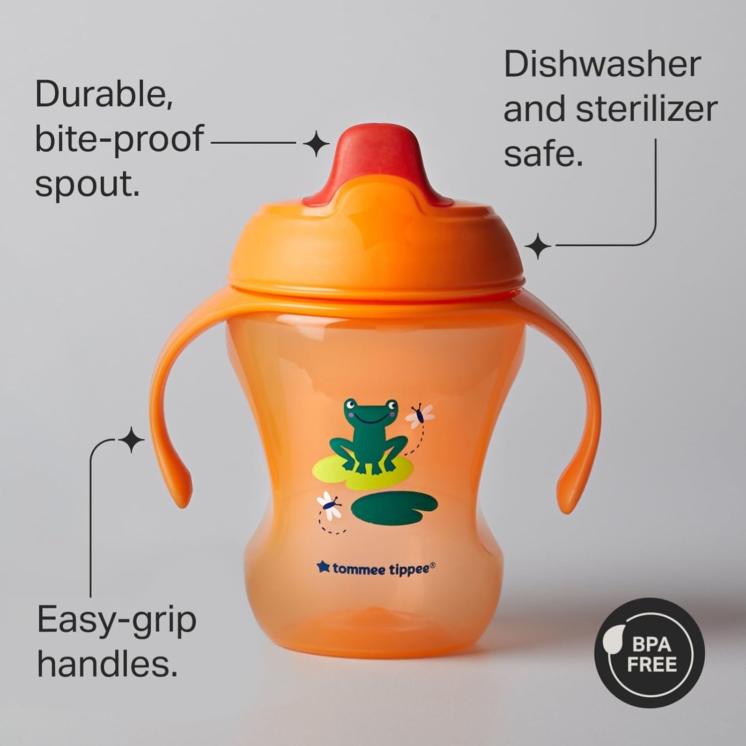 image:imageTommee Tippee Sporty Bottle 10oz Sippy Cups for Toddlers 13 SpillProof Bite Resistant Spout Easy to Hold Design BPA Free Pack of 3 Pink Red and OrangeBlue Orange and Green