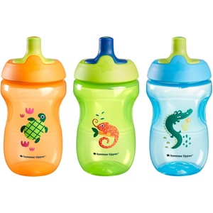 image:imageTommee Tippee Sporty Bottle 10oz Sippy Cups for Toddlers 13 SpillProof Bite Resistant Spout Easy to Hold Design BPA Free Pack of 3 Pink Red and OrangeOrange  Green and Blue