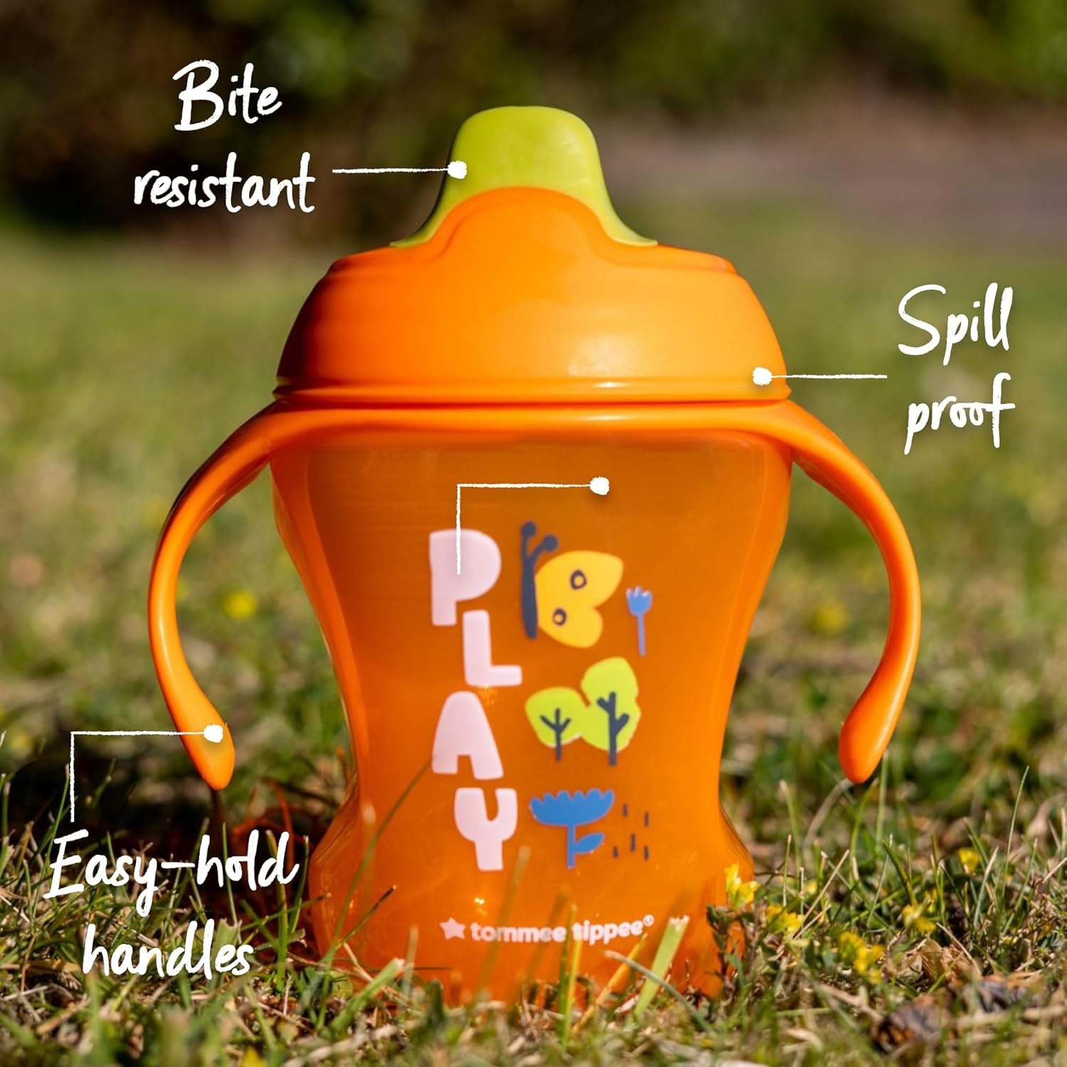 image:imageTommee Tippee 8oz Trainer Sippee Cups with Handles for Babies and Toddlers SpillProof BPA Free Pink Green and Orange Pack of 3