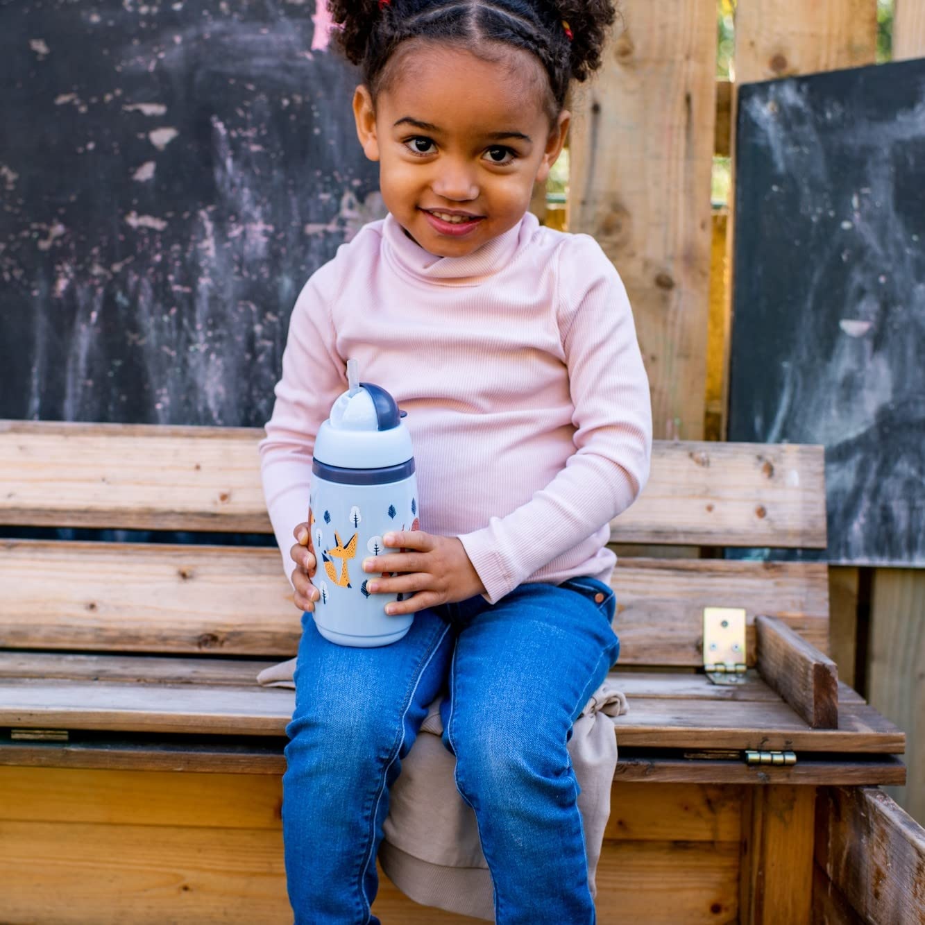 image:imageTommee Tippee Insulated Straw Bottle 9oz Spill Proof Toddler Water Bottle For 12 Months Flip Lid Helps Keep Straw Clean Pink and Grey 2 CountDusk Pink Cedar Grey