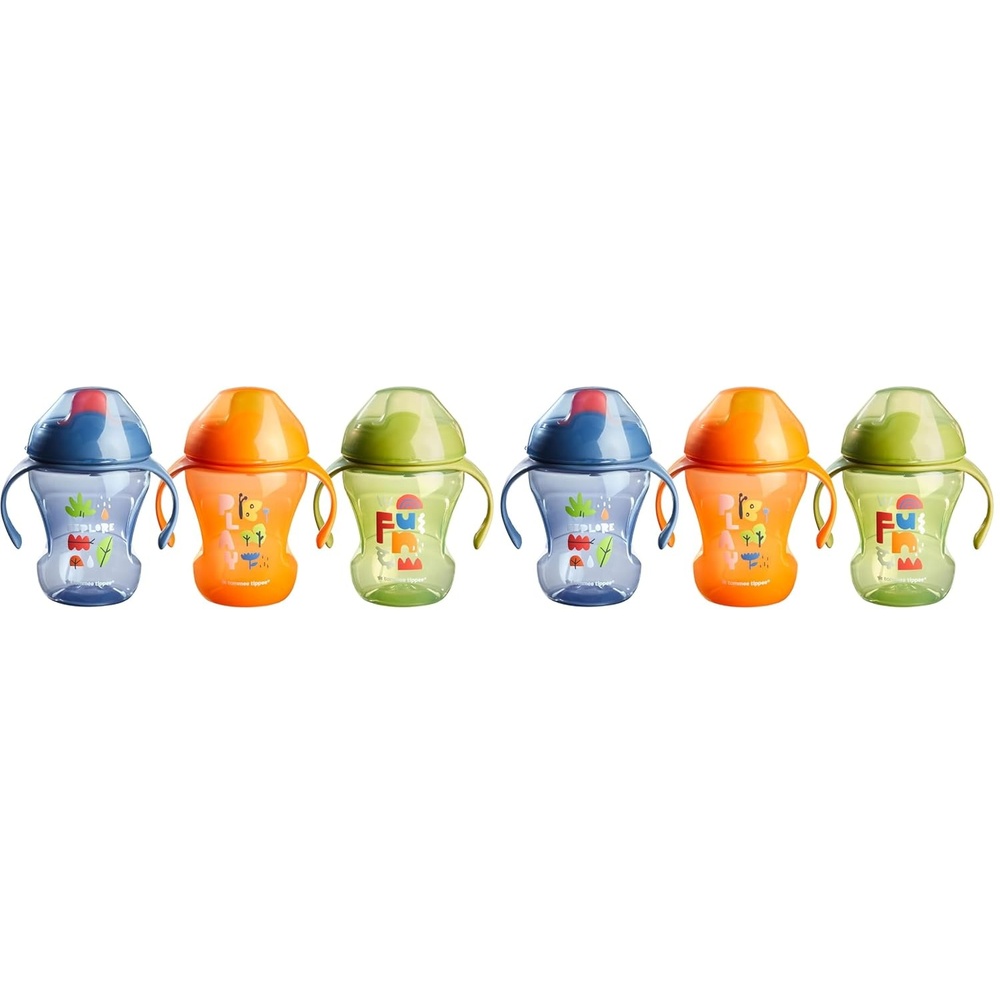 image:imageTommee Tippee 8oz Trainer Sippee Cups with Handles for Babies and Toddlers SpillProof BPA Free Pink Green and Orange Pack of 3