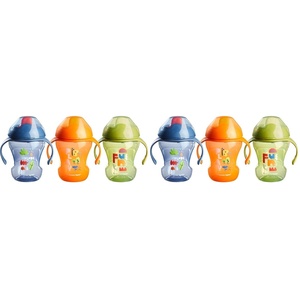 image:imageTommee Tippee 8oz Trainer Sippee Cups with Handles for Babies and Toddlers SpillProof BPA Free Pink Green and Orange Pack of 3    