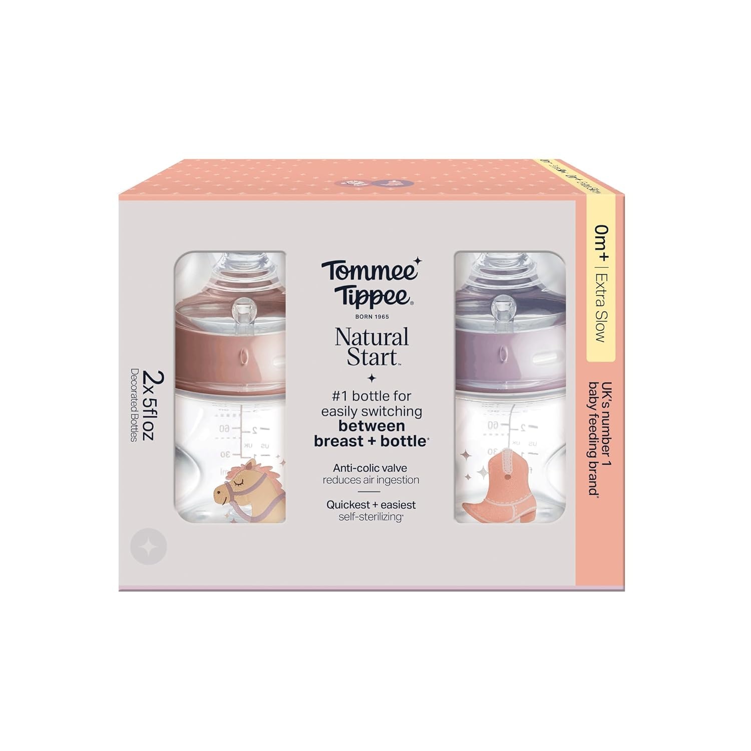 image:imageTommee Tippee Natural Start AntiColic 5 oz BPA Free Baby Bottle Newborn 0 months Slow Flow BreastLike Nipple SelfSterilizing Designed for Seamless Transition Between Bottle amp Breast Pack of 1Pink Purple Pack of 2