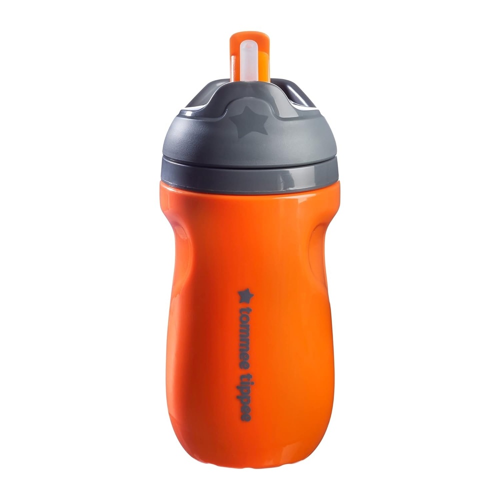 image:imageTommee Tippee Insulated Sporty SpillProof 9oz Straw Training Sippy Cups for Toddlers 13 Sporty Carry Handle Bite Resistant Spout Flip Lid Keeps Straw Clean BPA Free Orange Pack of 1